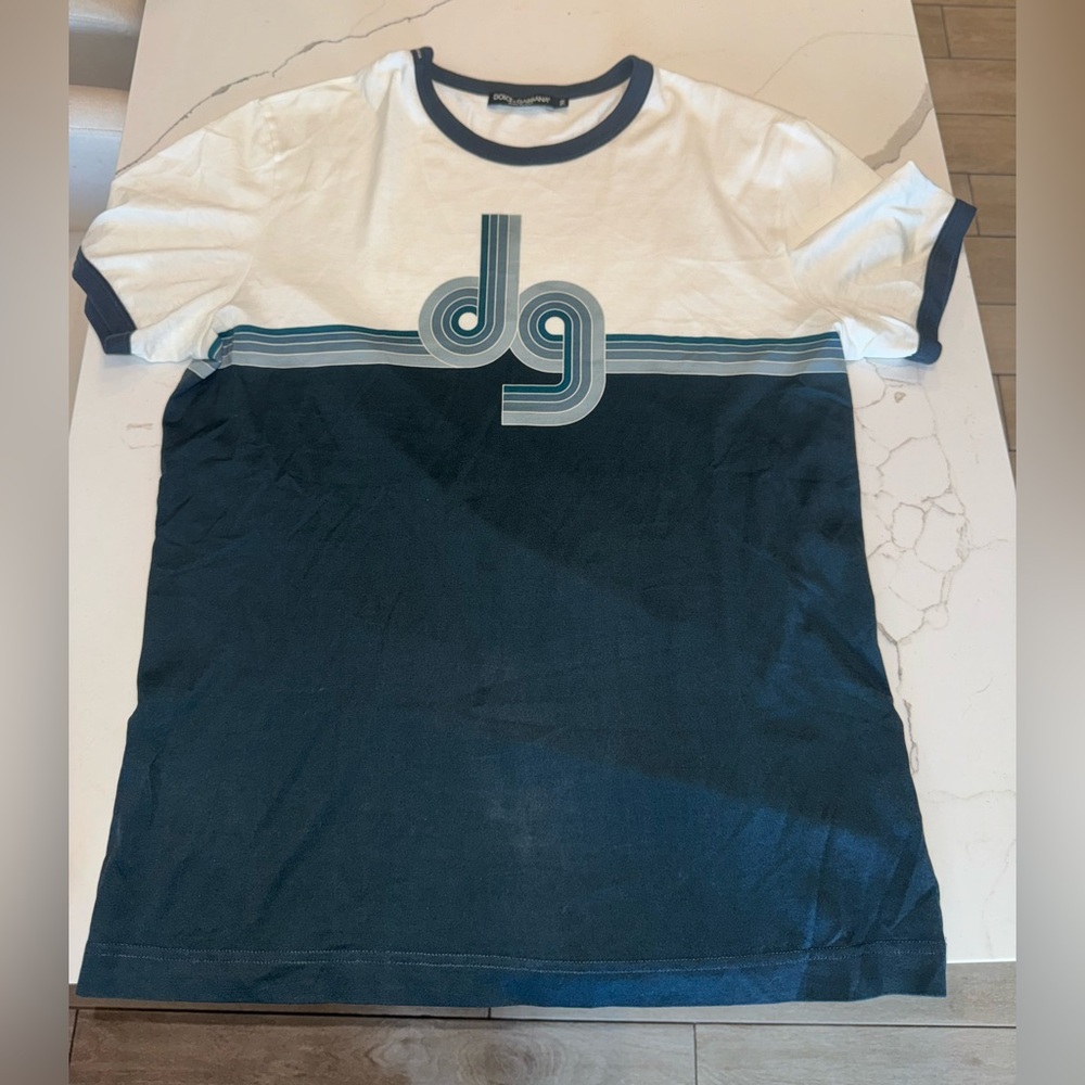 Dolce & Gabbana White and Navy Tee